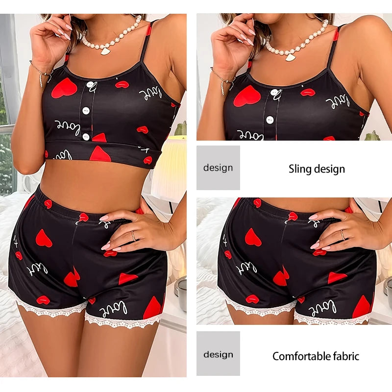 Heart-Shaped Sleepwear Set