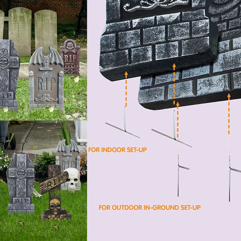 3/6pcs Foam Skeleton Tomb Halloween Decorations Outdoor for Patio