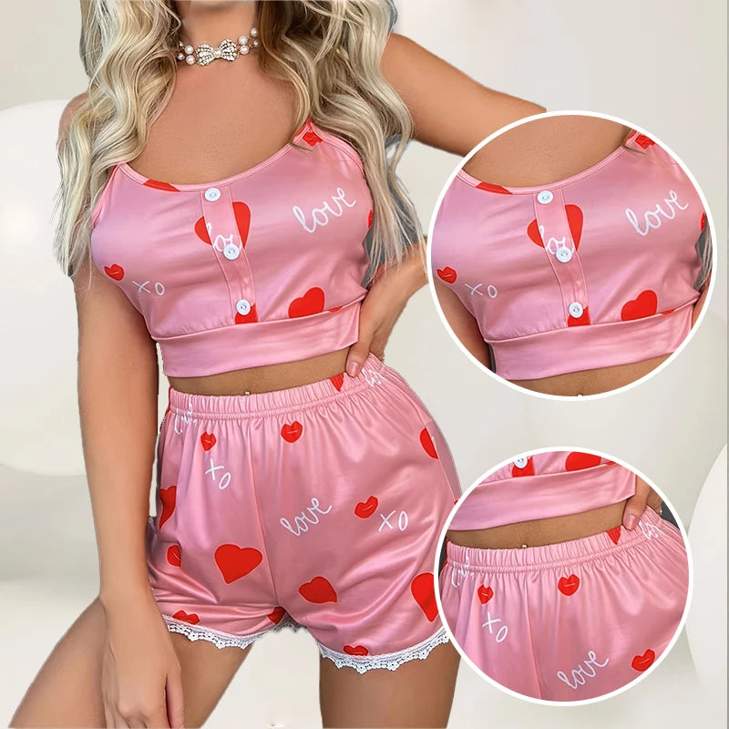 Heart-Shaped Sleepwear Set