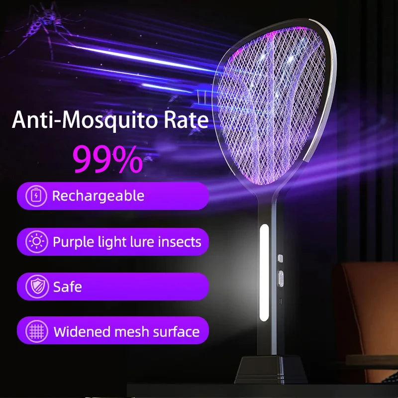 3 In 1  Widening of The Power Grid Electric Mosquito Swatter 3000V