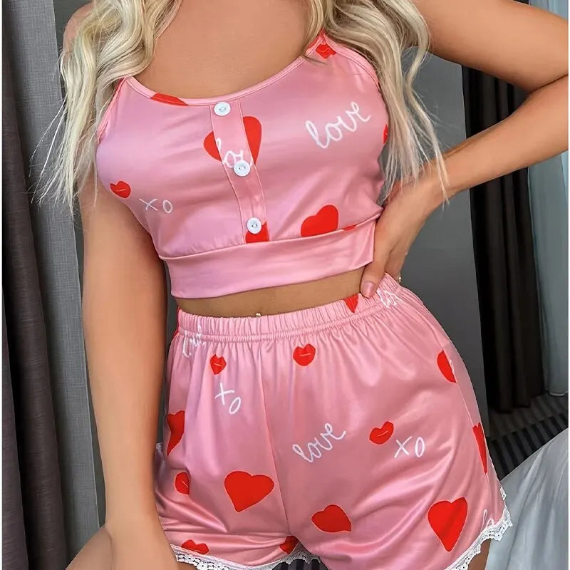 Heart-Shaped Sleepwear Set