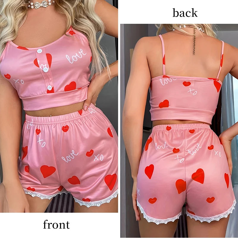 Heart-Shaped Sleepwear Set