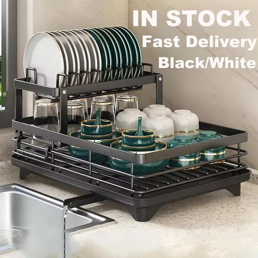 Black/White Dish Drying Rack